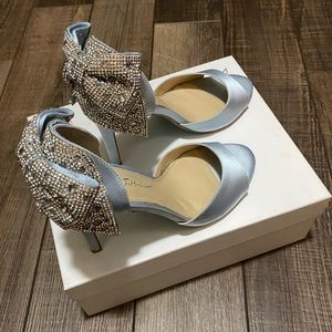 Betsey Johnson Blue Heels with Crystal Bow
